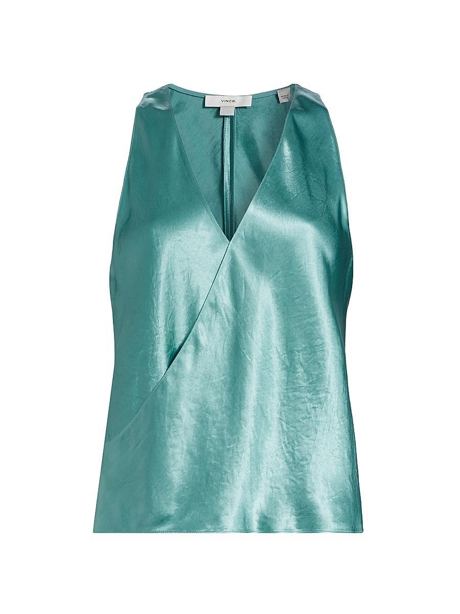 Womens Satin Surplice Tank Product Image
