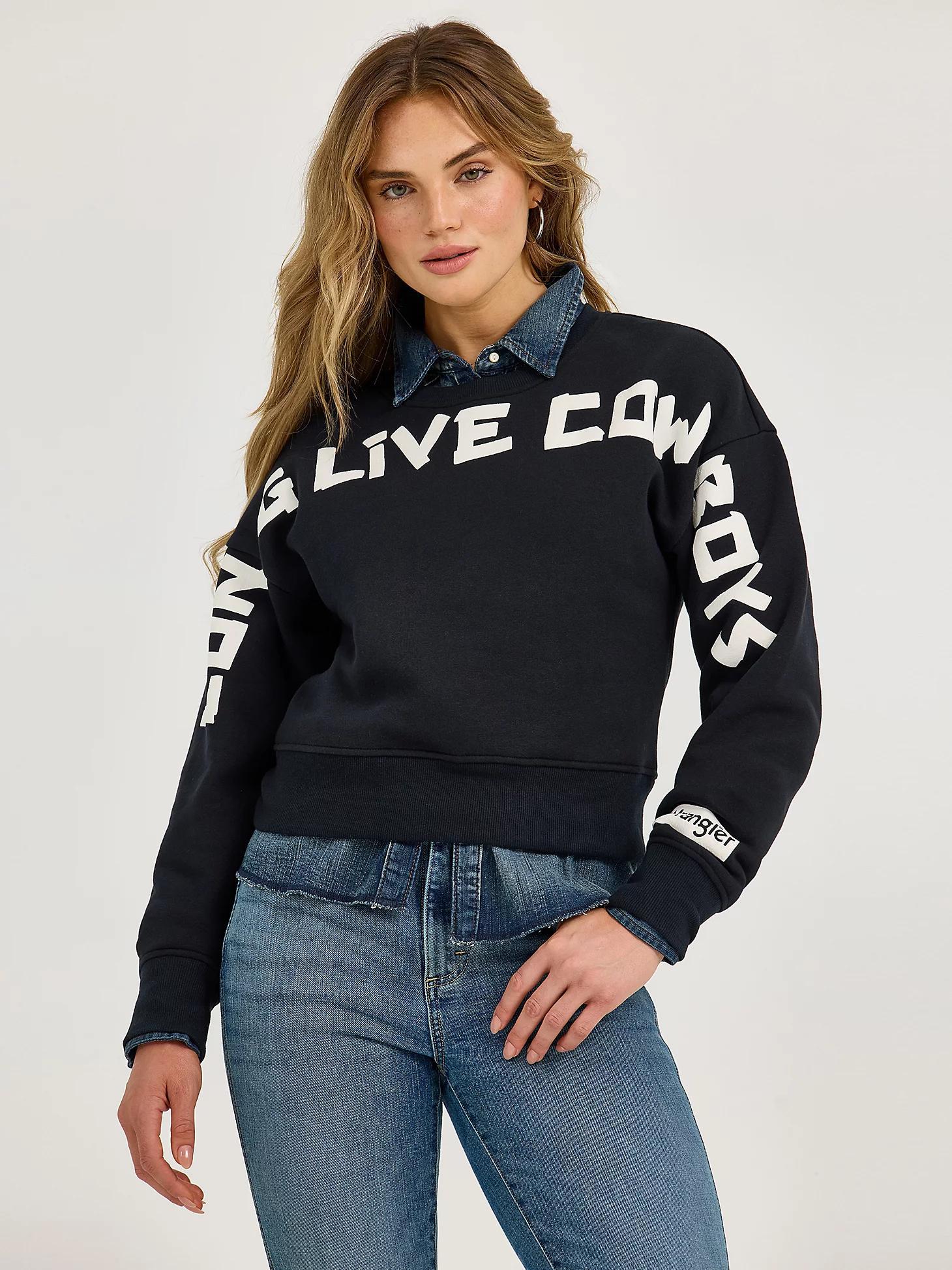 Women's Long Live Cowboys Crew Sweatshirt in Onyx Product Image