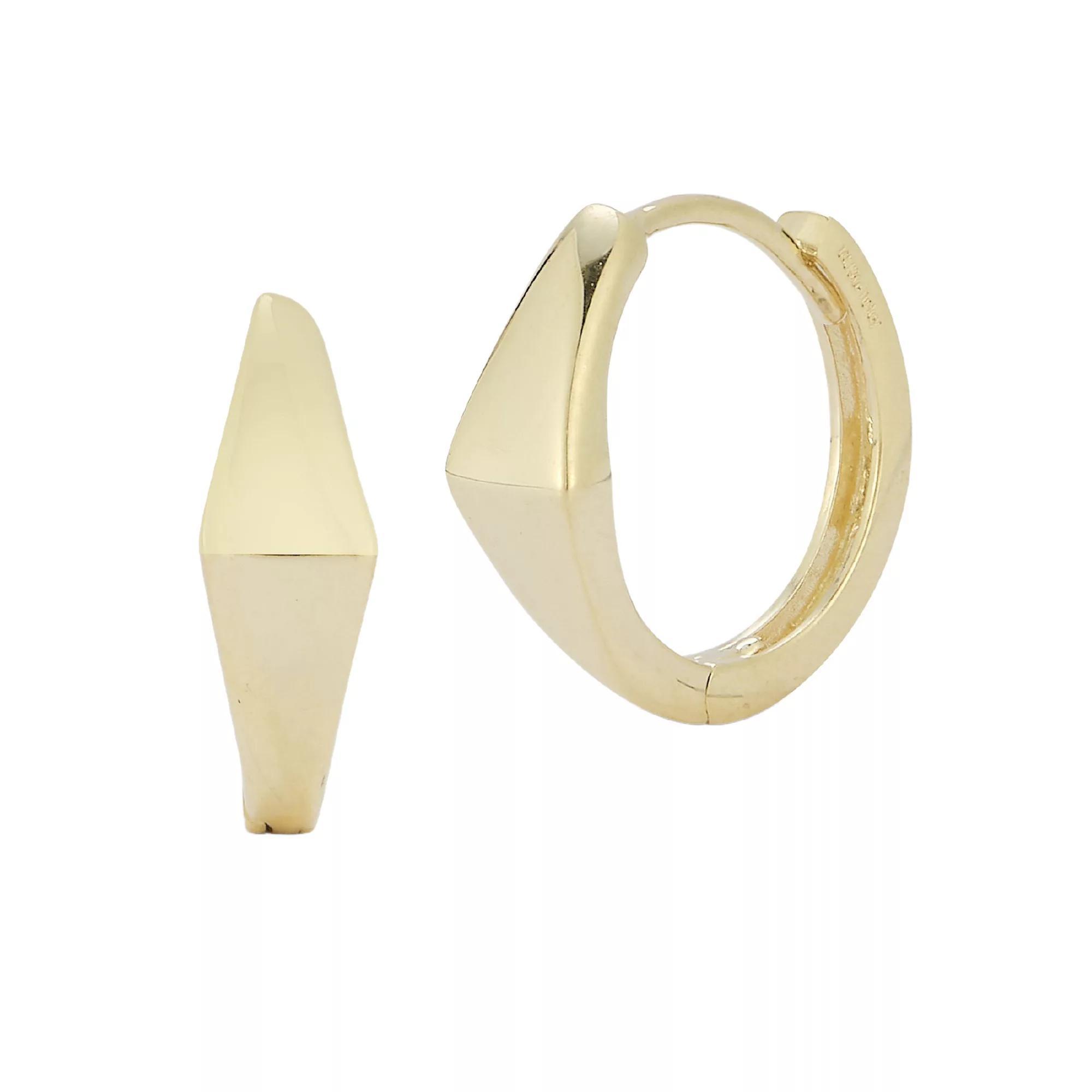 LUMINOR GOLD 14k Gold Angled Huggie Hoop Earrings, Women's, Yellow Product Image
