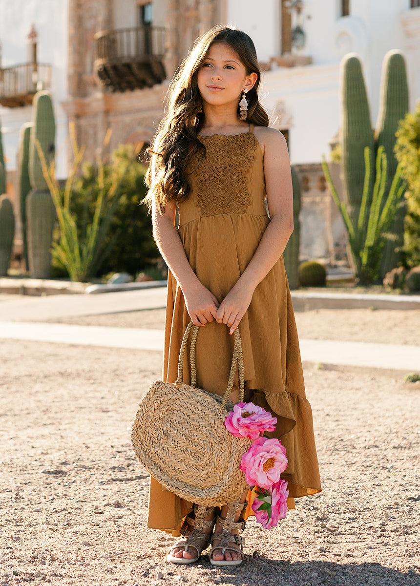 Amala Dress in Cumin Girls Product Image
