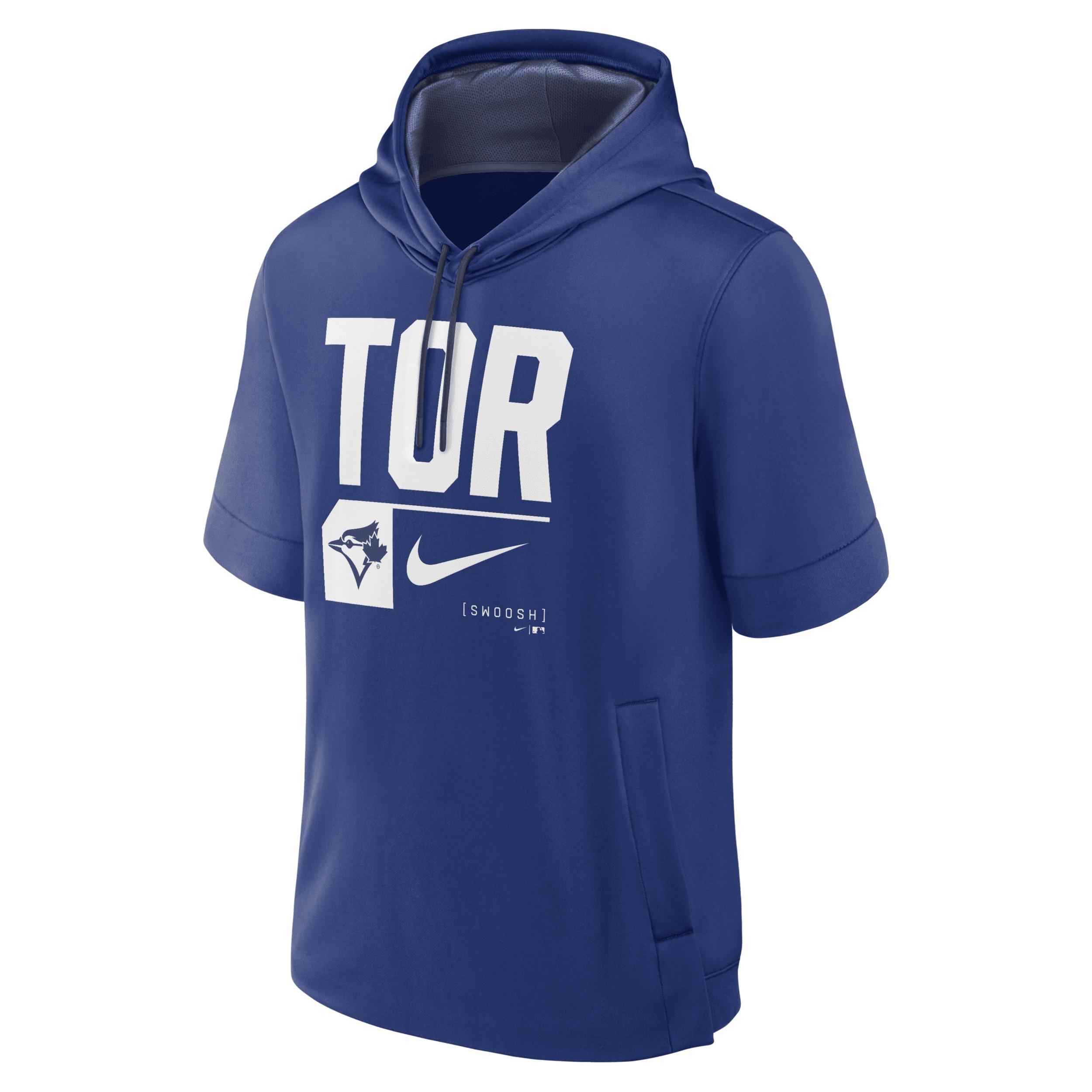 Mens Nike Royal Toronto Blue Jays Tri Code Lockup Short Sleeve Pullover Hoodie Product Image