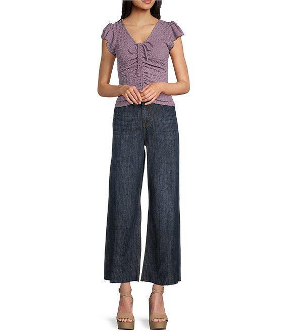 Prosperity Denim High Rise Wide Leg Raw Hem Trouser Jeans Product Image