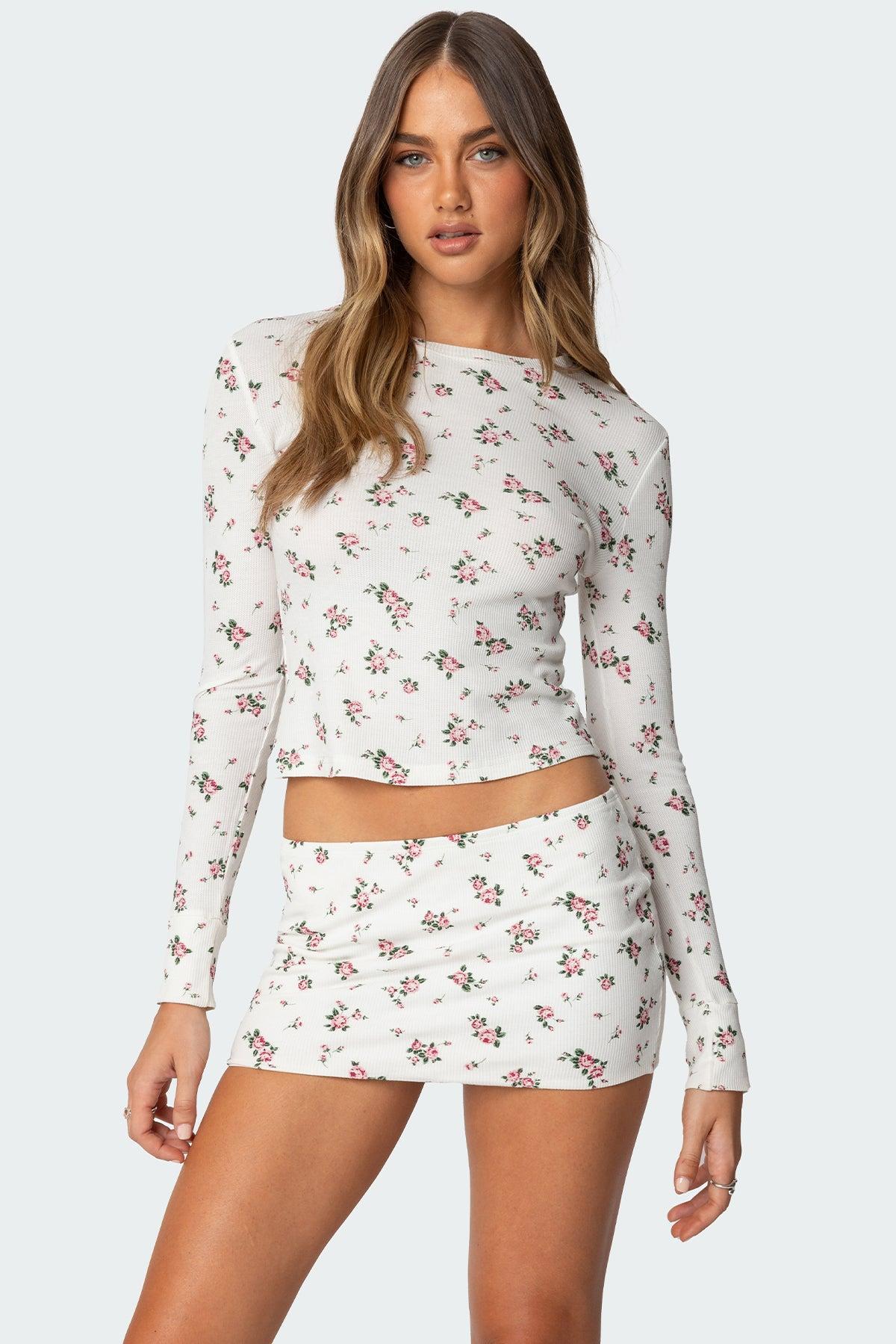 Melany Floral Waffle T Shirt Product Image