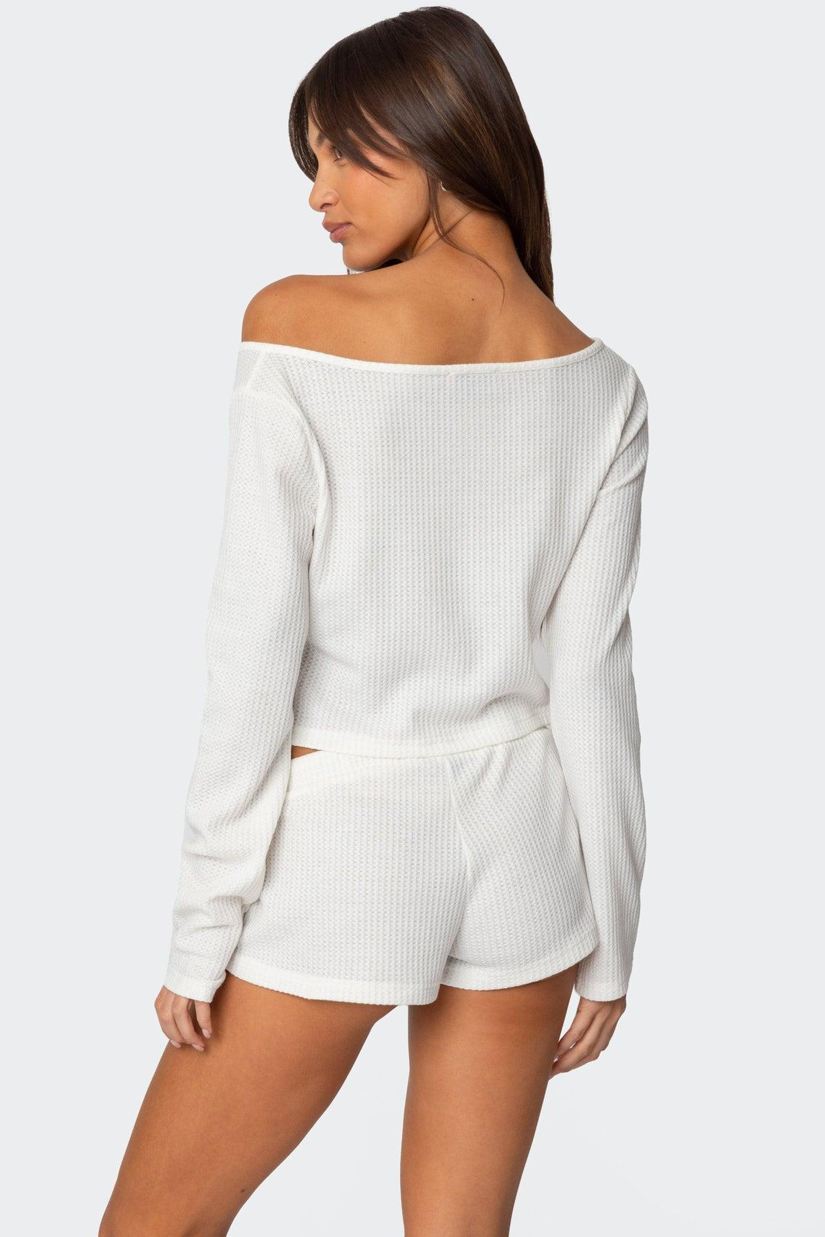 Teddy Cropped Waffle Top Product Image