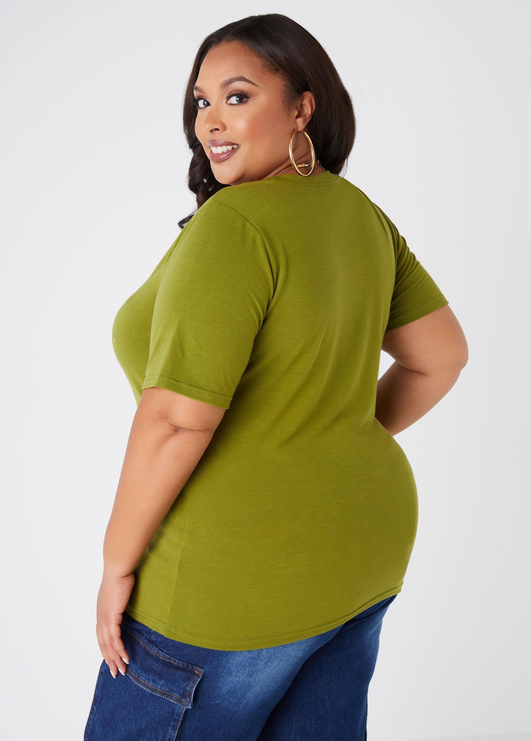Plus Size Sheila Gray Blossomed Graphic Tee Ashley Stewart Product Image