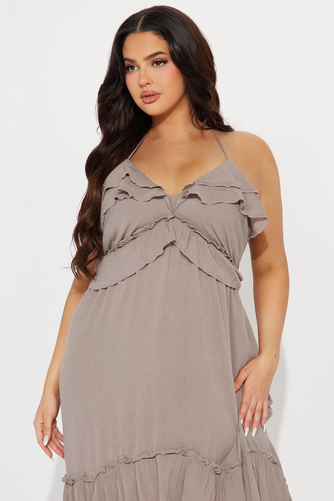 Leila Gauze Maxi Dress - Grey Product Image