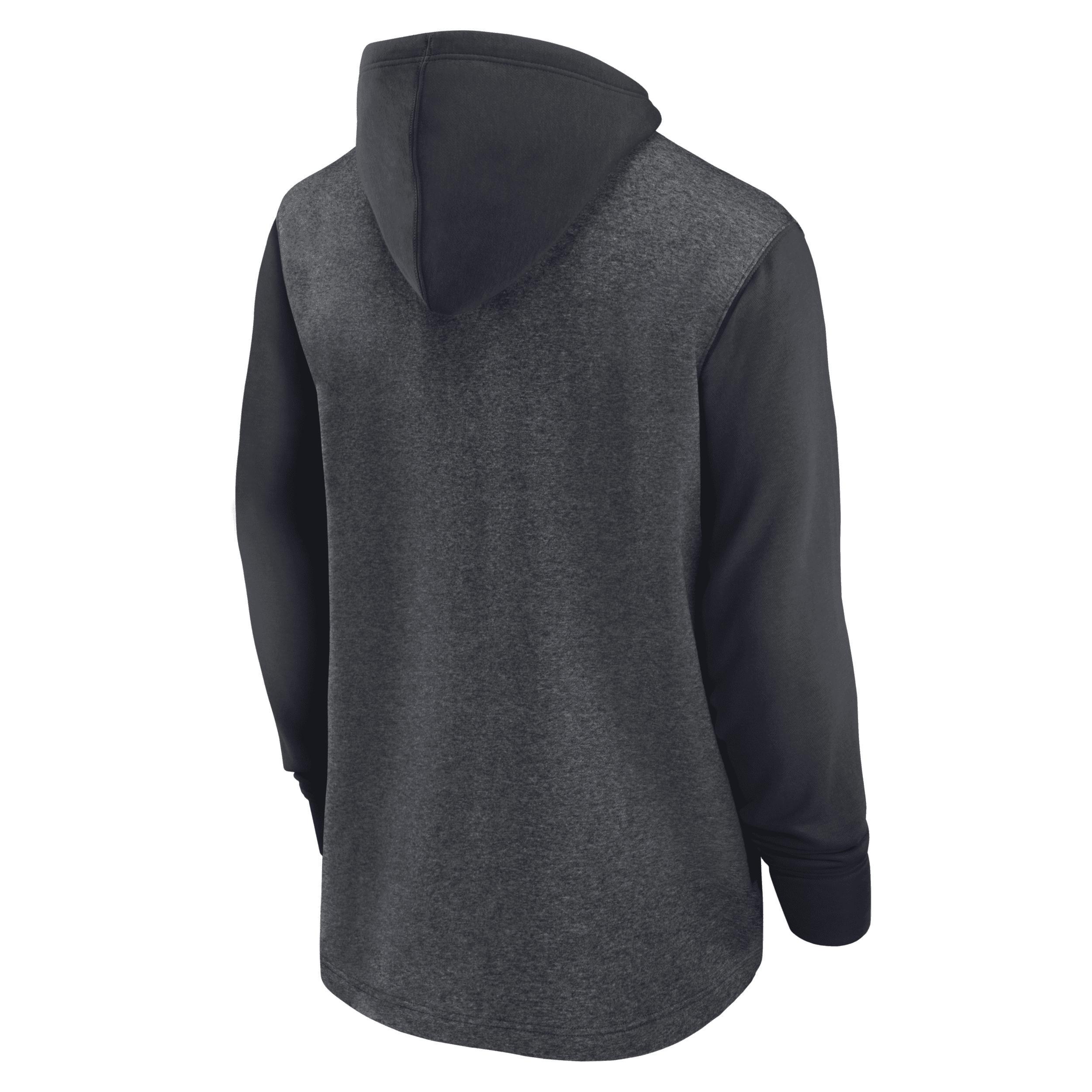 NIKE Men's Heather Charcoal Los Angeles Rams Fan Gear Wordmark Performance Pullover Hoodie In Heathered Charcoal,royal Product Image
