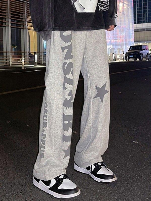 Men's Letter Star Graphic Loose Sweatpants Product Image