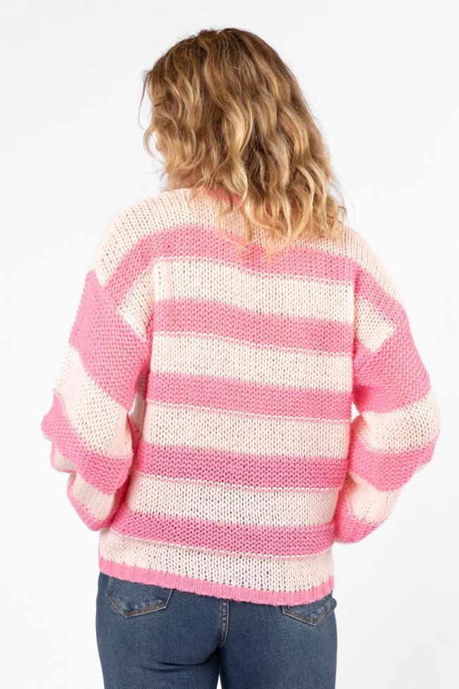 I Always Believe Pink Textured Stripe Sweater FINAL SALE Product Image
