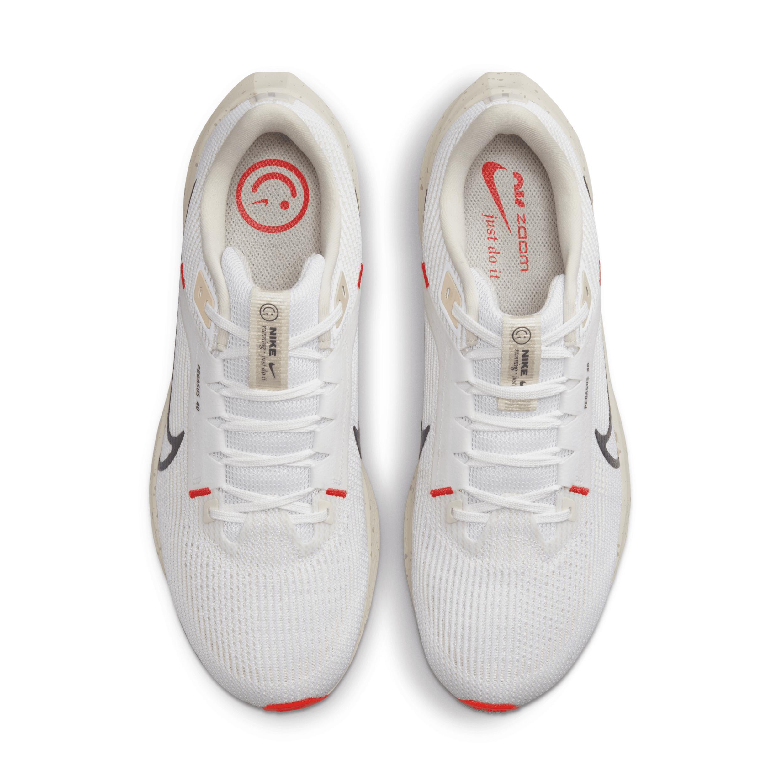 Nike Mens Air Zoom Pegasus 40 - Shoes White/Obsidian/Brown Product Image