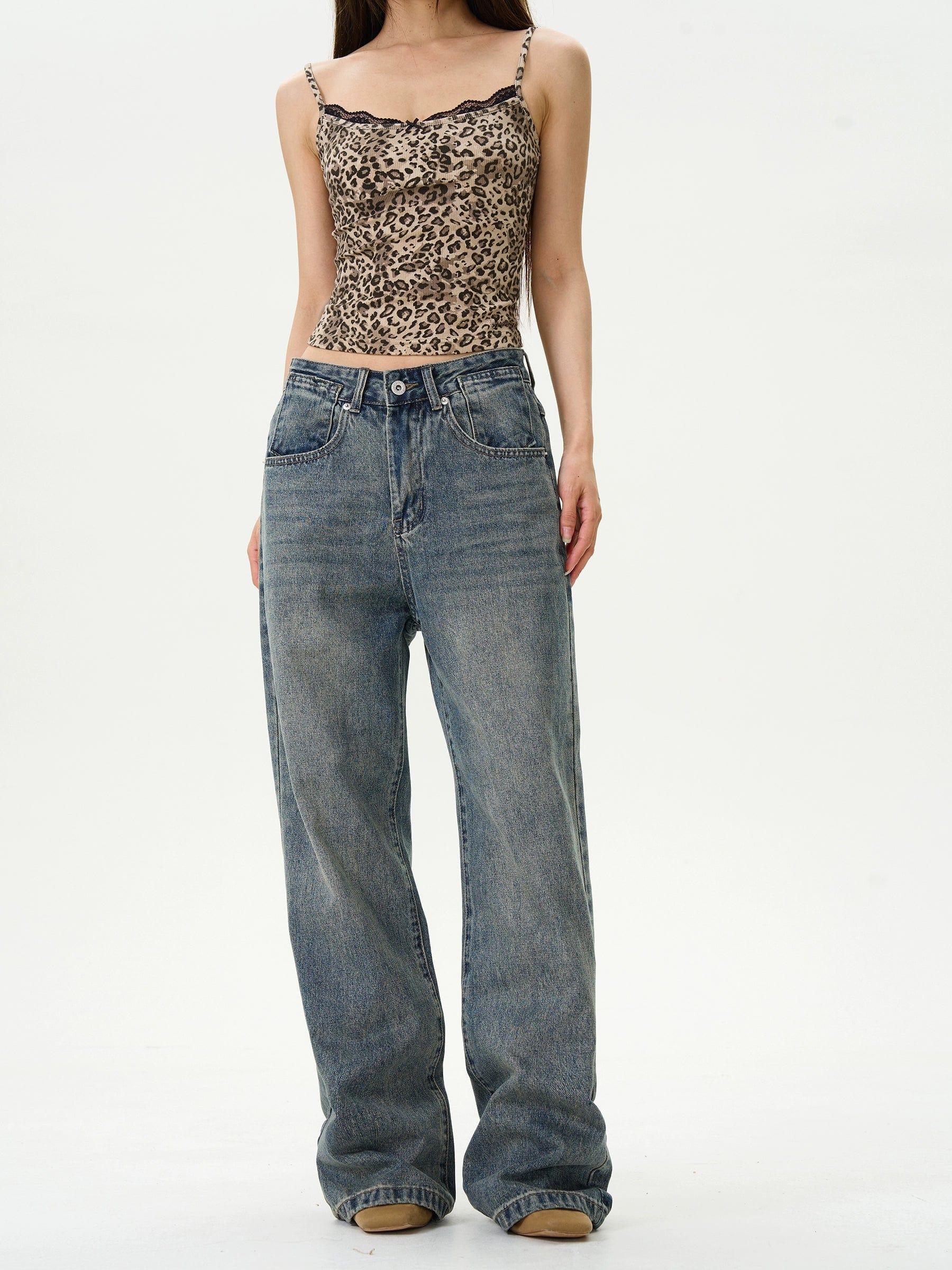 RT No. 12140 BLUE STRAIGHT DENIM JEANS Product Image