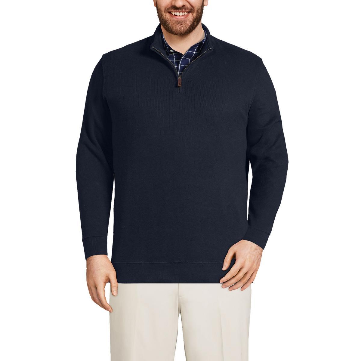 Big & Tall Lands End Bedford Classic-Fit Ribbed Quarter-Zip Sweater, Mens Product Image