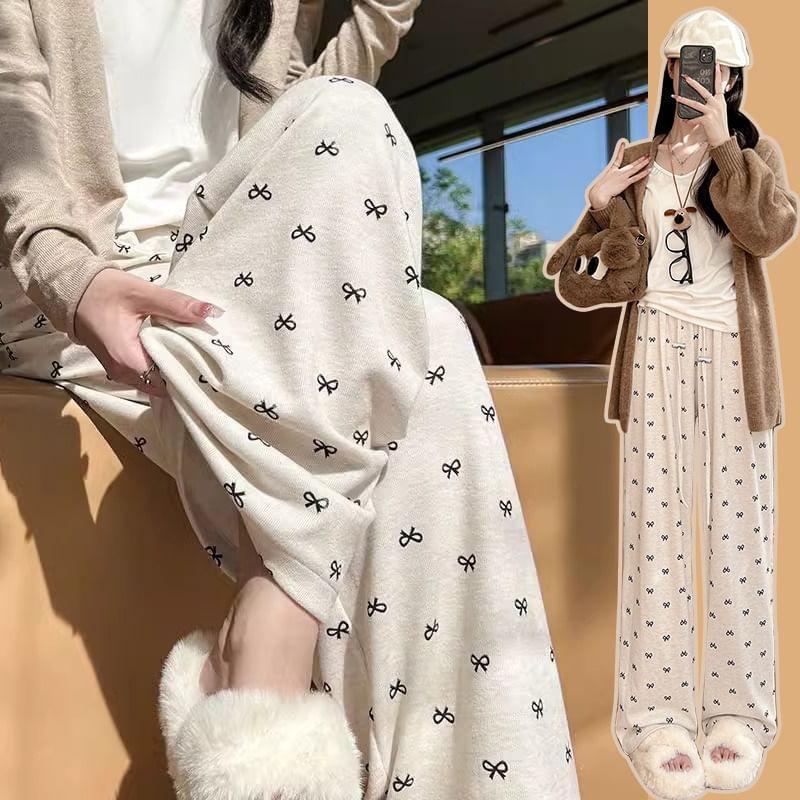 Maternity Bow Print Wide Leg Pants Product Image