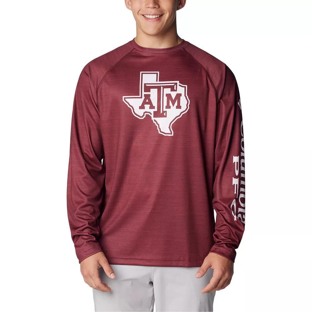 Men's Columbia  Maroon Texas A&M Aggies PFG Terminal Tackle Omni-Shade Raglan Long Sleeve T-Shirt, Size: Large, Red Product Image