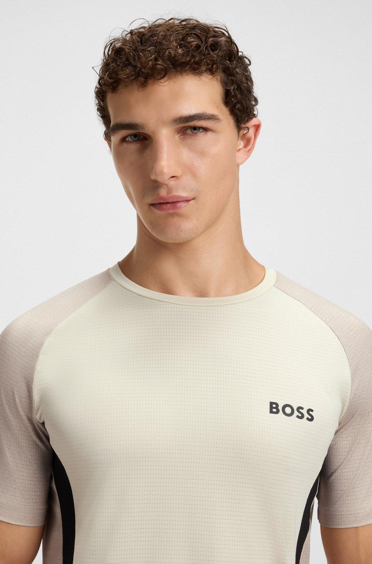 Slim-fit T-shirt in mesh jersey with contrast inserts Product Image