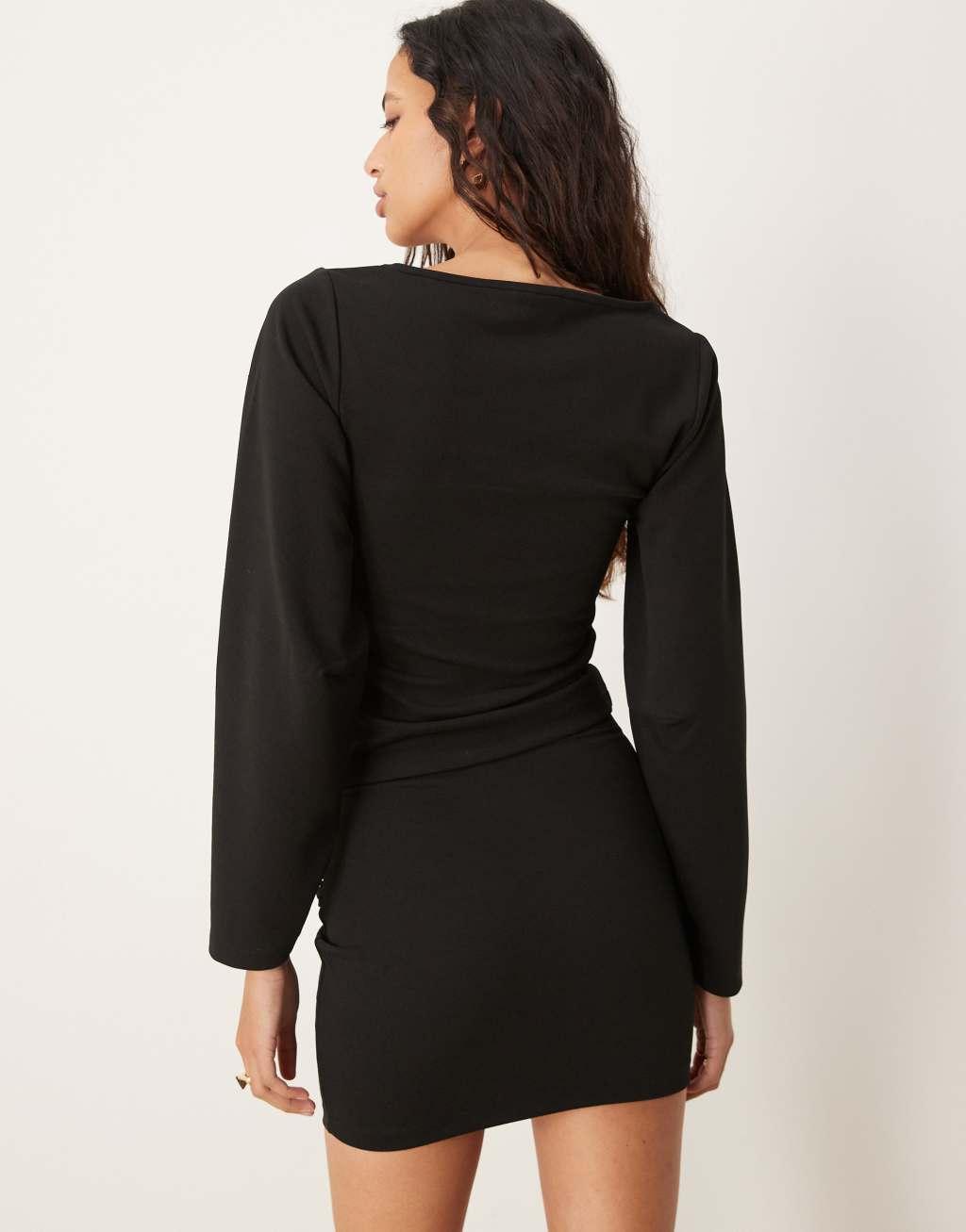ASOS DESIGN cocoon sleeve sweetheart neckline top in black - part of a set Product Image
