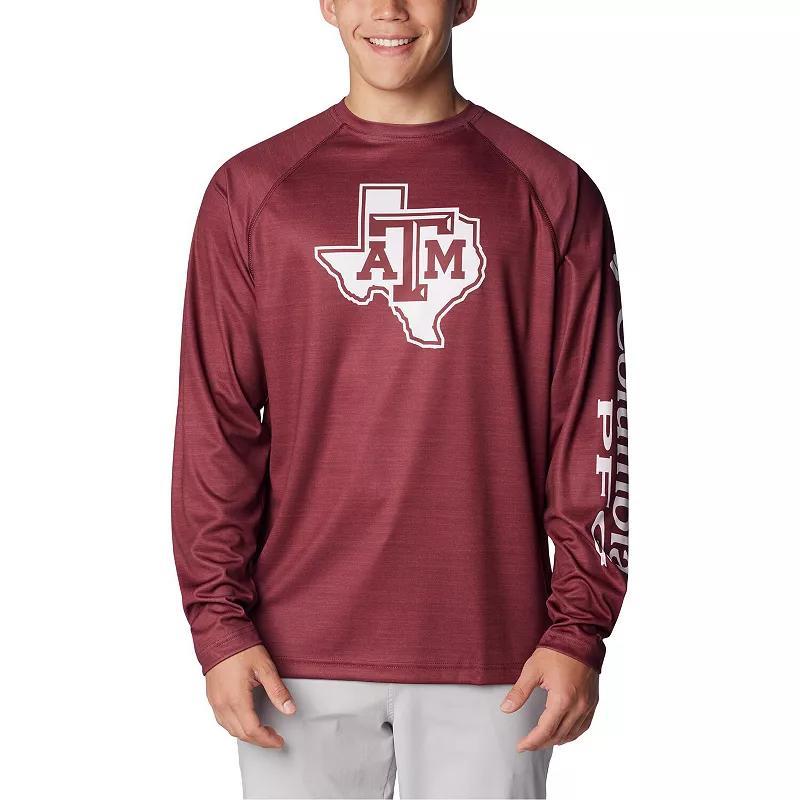 Men's Columbia  Maroon Texas A&M Aggies PFG Terminal Tackle Omni-Shade Raglan Long Sleeve T-Shirt, Size: Large, Red Product Image