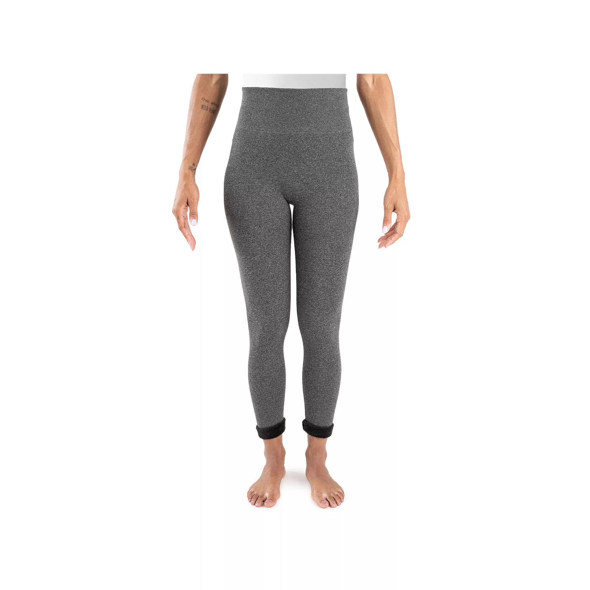 Women's MUK LUKS Faux Fur Lined Leggings, Size: Medium-Large, Grey Heather Product Image