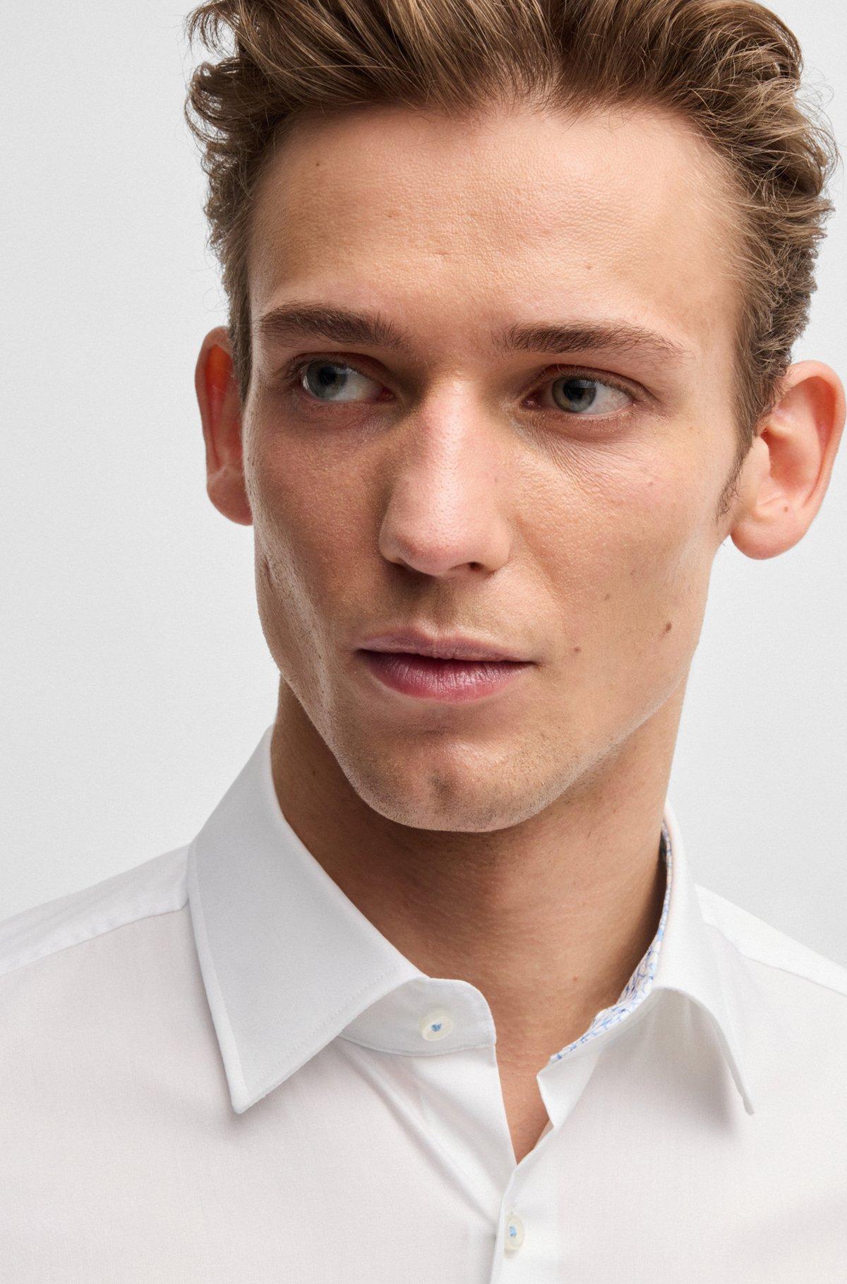 Slim-fit shirt in easy-iron cotton poplin Product Image