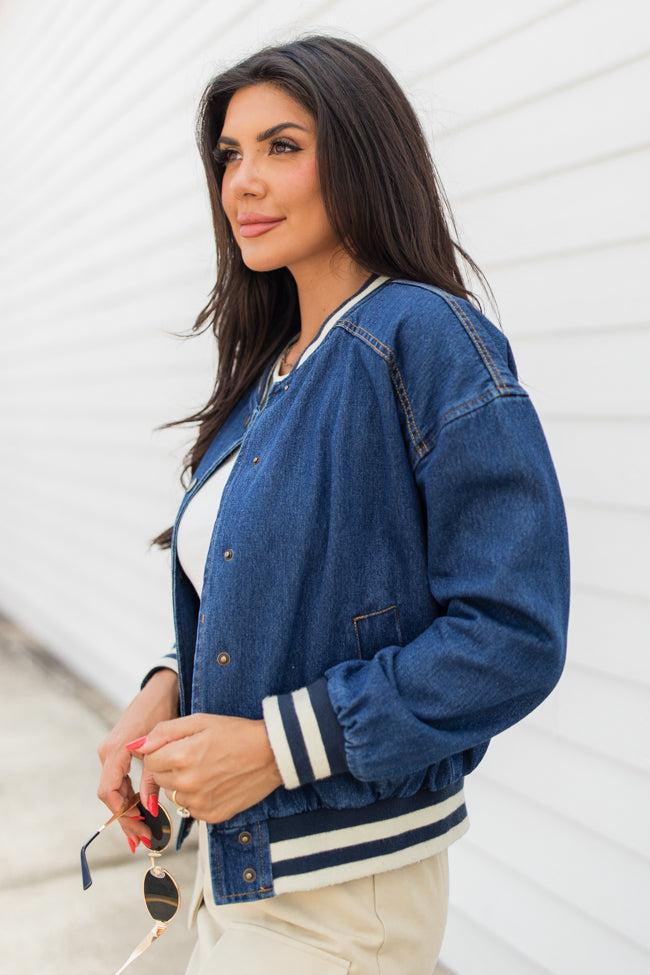 Never Left Me Denim Bomber Jacket FINAL SALE Product Image
