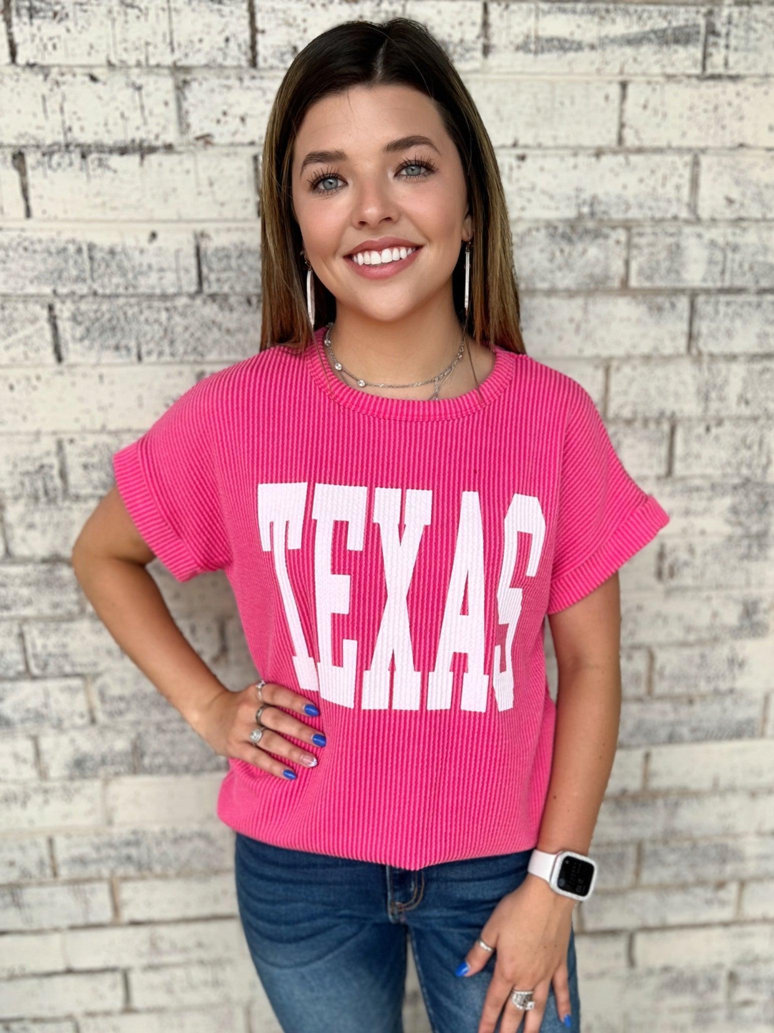 PLUS TEXAS Hot Pink Ribbed Top* Product Image