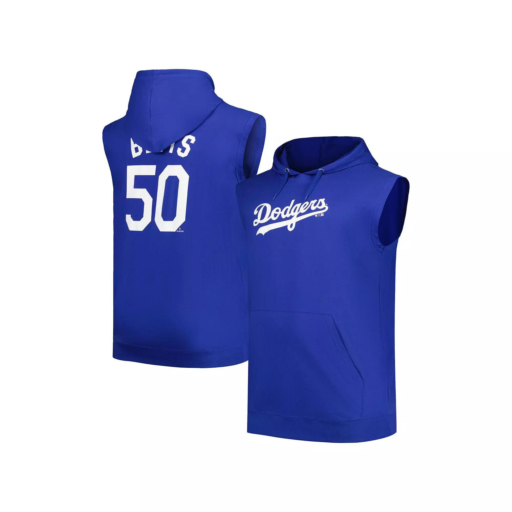 Mens Fanatics Branded Mookie Betts Royal Los Angeles Dodgers Name & Number Muscle Tank Top Hoodie Product Image