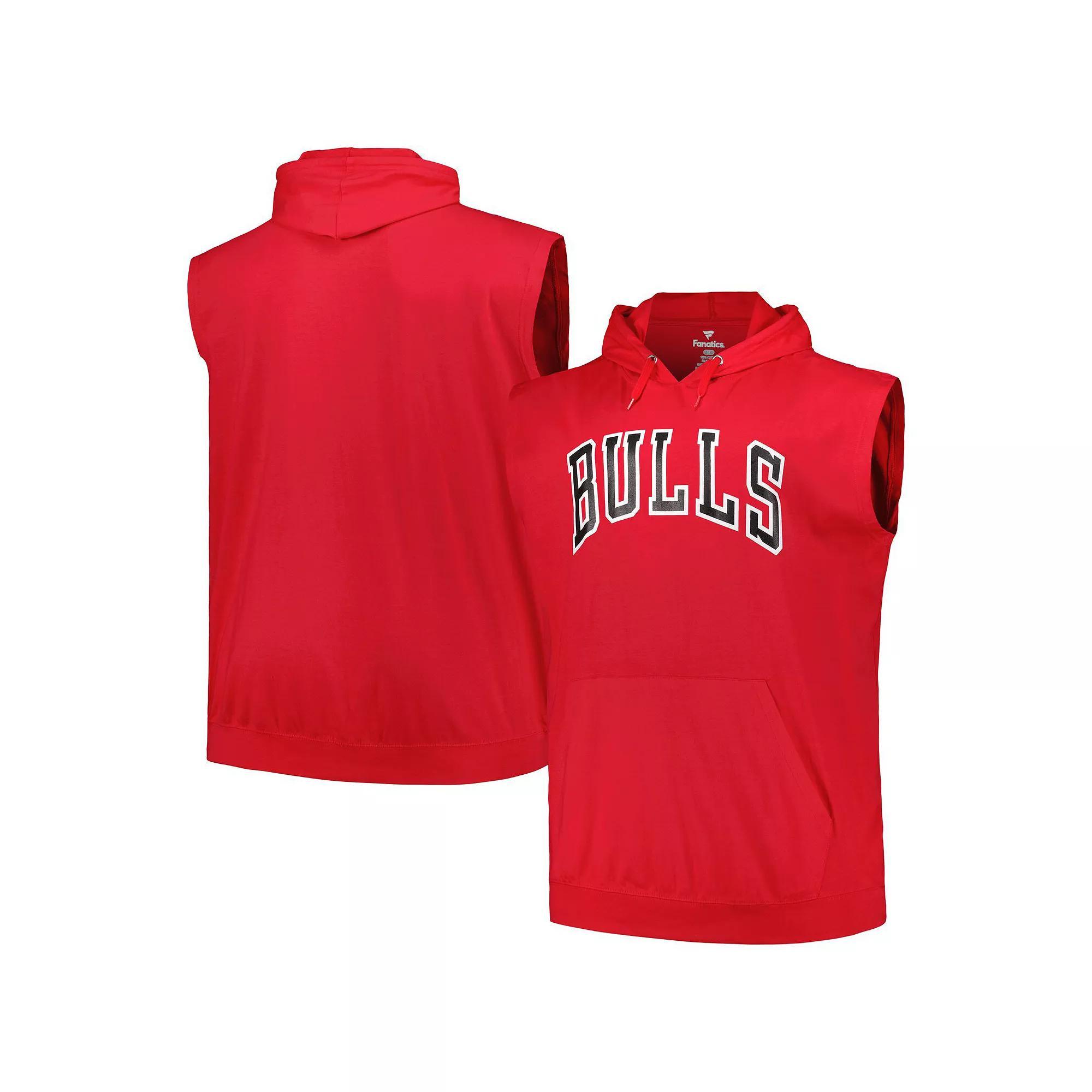 Men's Fanatics Branded Red Chicago Bulls Big & Tall Jersey Muscle Pullover Hoodie, Size: 3XB Product Image