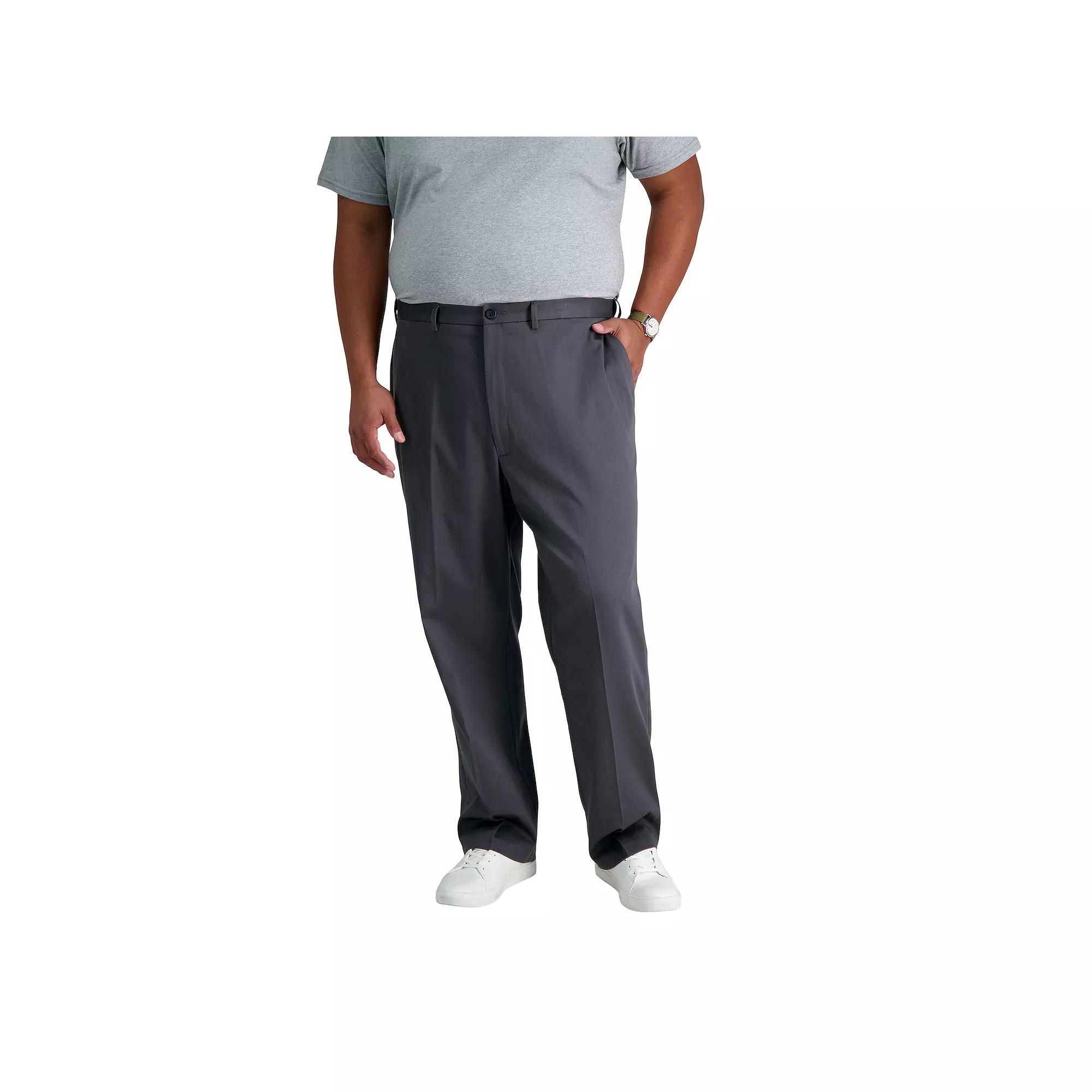 Big & Tall Haggar® Premium Stretch No-Iron Khaki Flat-Front Pants, Men's, Size: 44X30, Dark Blue Product Image