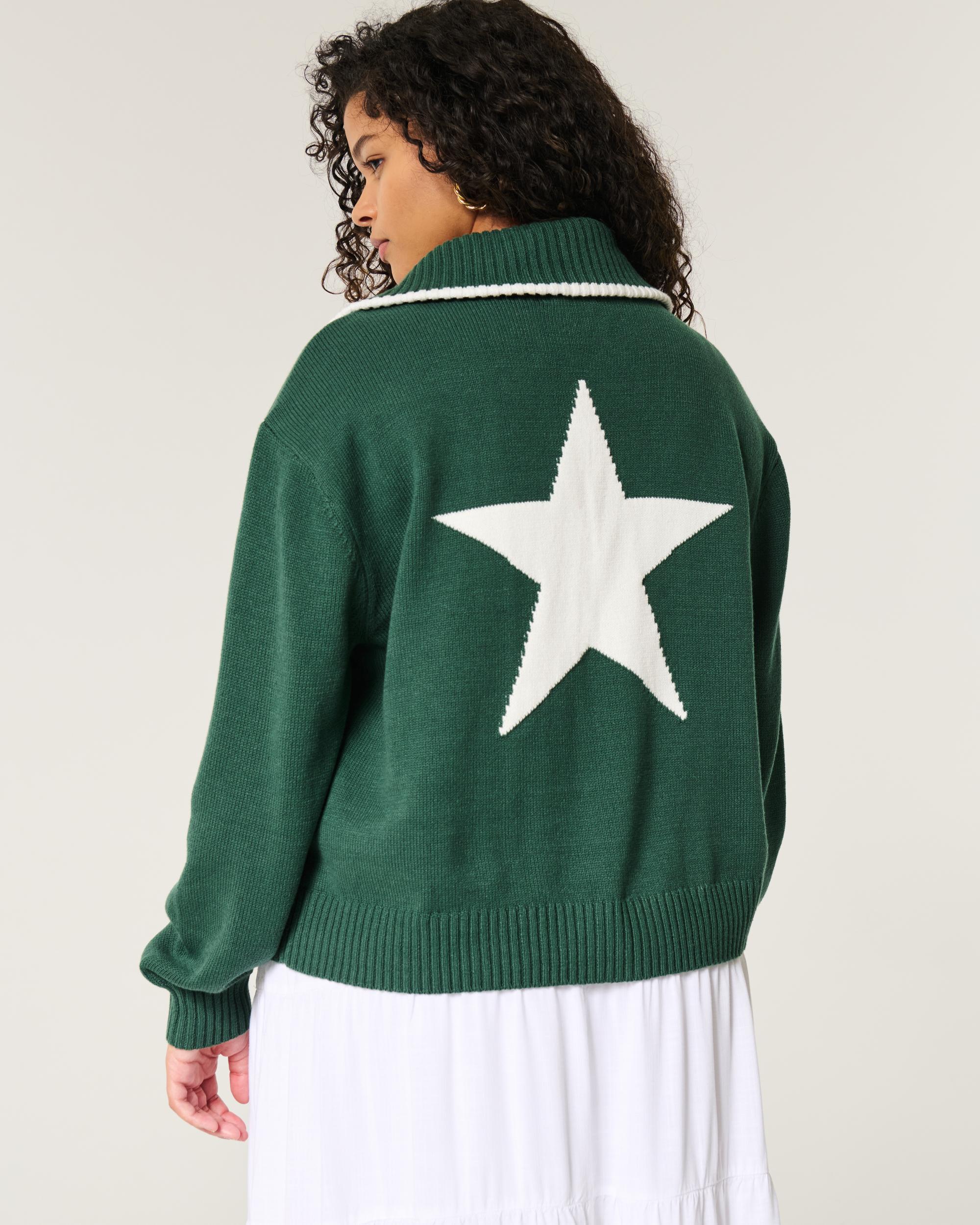 Oversized New York Graphic Half-Zip Sweater Product Image