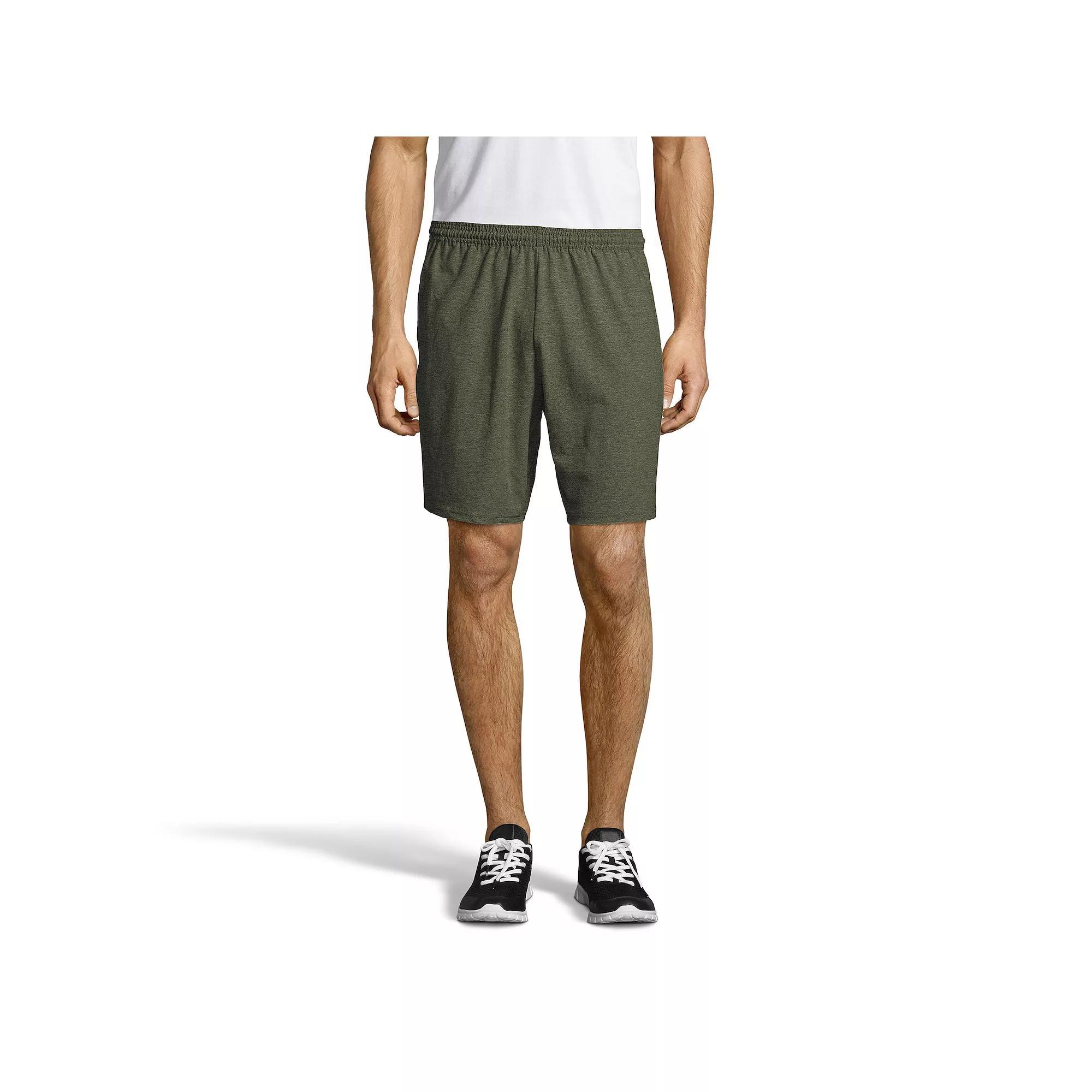 Mens Hanes ComfortSoft Jersey Pocket Shorts Grey Heather Product Image