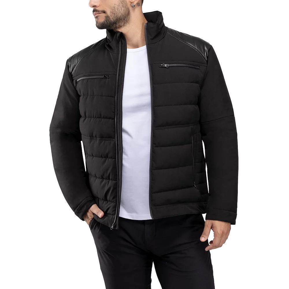 Men's Xray Puffer Jacket with Faux Leather Shoulder, Size: 2XL, Black Product Image