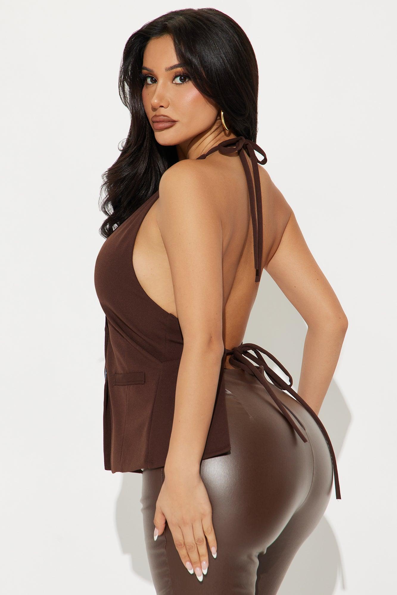 Mia Halter Vest Top - Chocolate Product Image