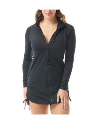 Beach House Sport Womens Interval Long Sleeve Side Tie Zip Front Cover-Up Product Image