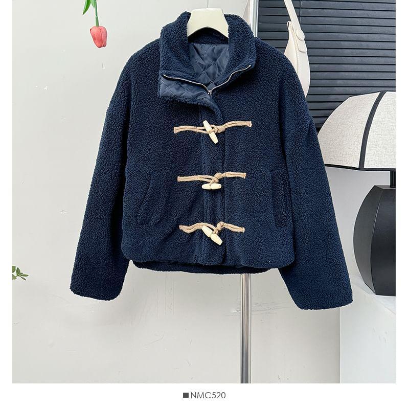 Toggle Stand-Collar Teddy Jacket Product Image