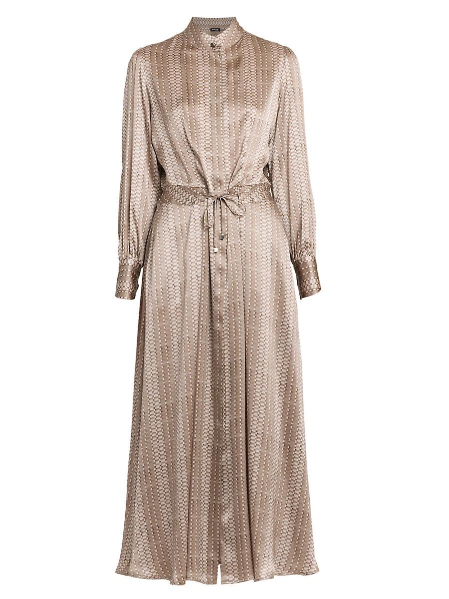 Womens Geometric Silk Maxi Shirtdress Product Image