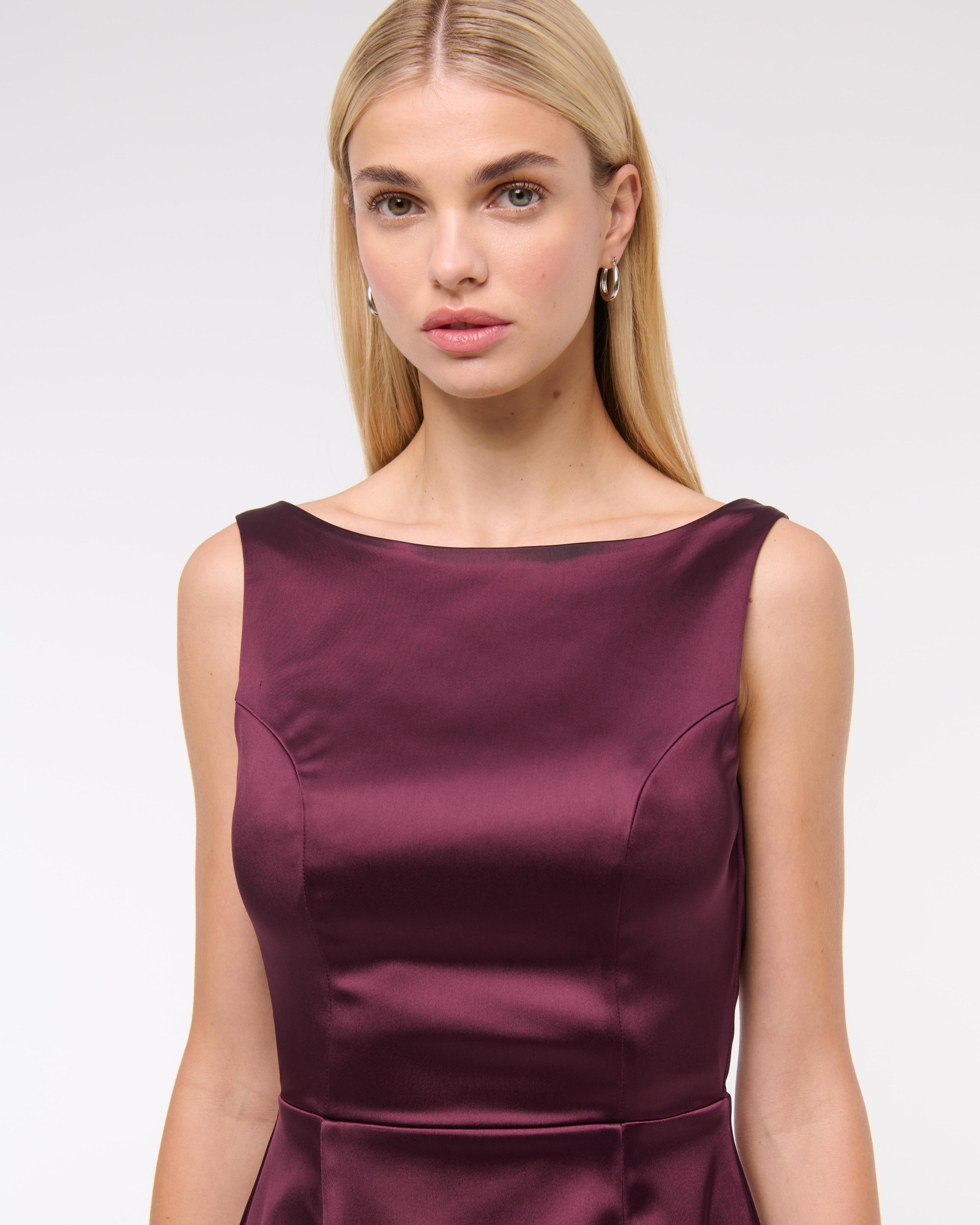 High-Neck Satin Sculpt Mini Dress Product Image