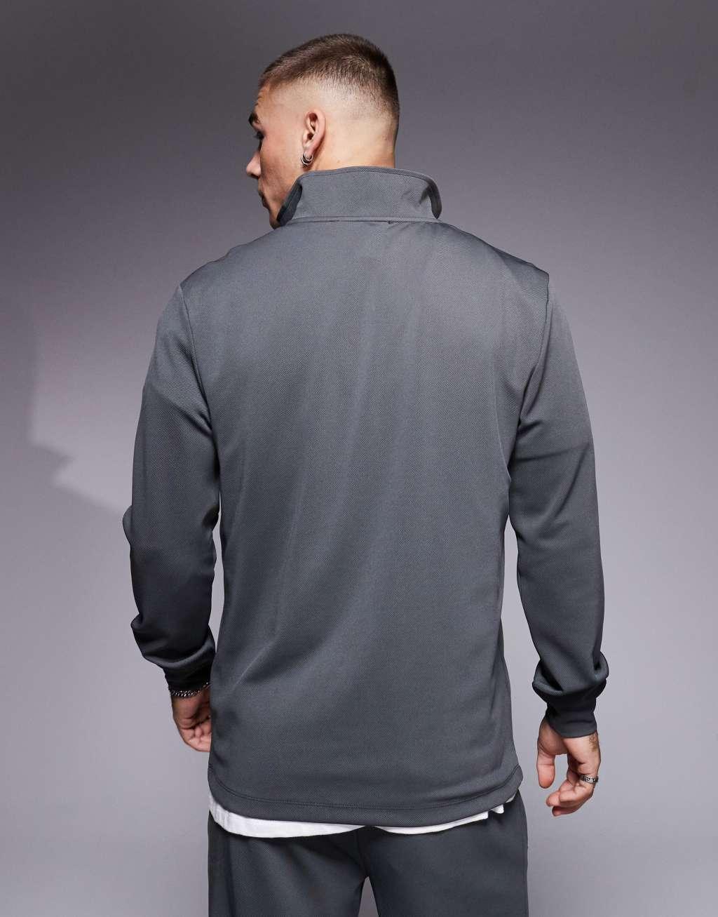 River Island half zip smart sweatshirt in gray - part of a set Product Image