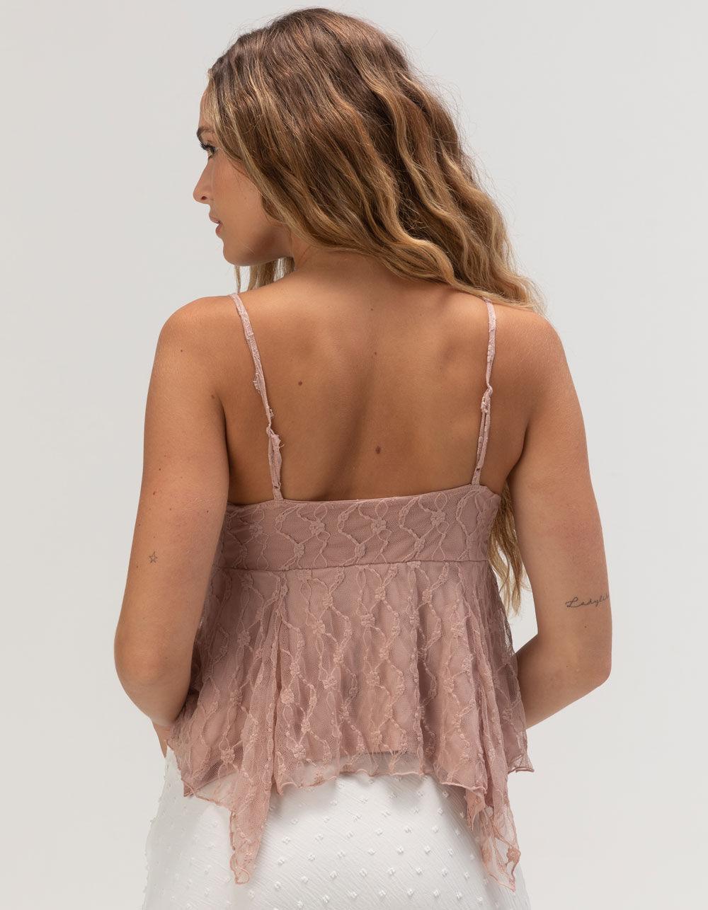 FULL TILT Lace Hanky Hem Womens Cami - BLUSH Product Image