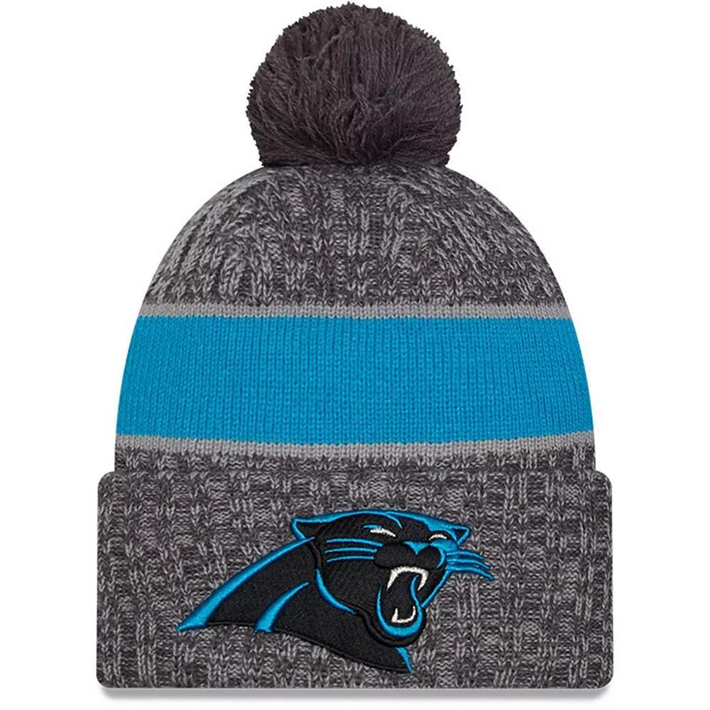 Men's New Era  Gray Carolina Panthers 2023 Sideline Sport Cuffed Pom Knit Hat, Grey Product Image