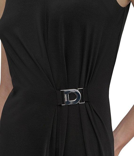 DKNY by Donna Karan Matte Jersey Crew Neck Sleeveless Sheath Midi Dress Product Image