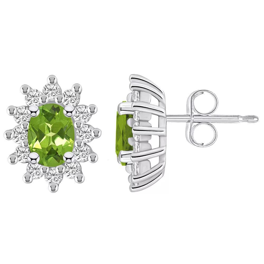 Alyson Layne 14k Gold Oval Peridot 3/4 Carat T.W. Diamond Halo Stud Earrings, Women's Product Image