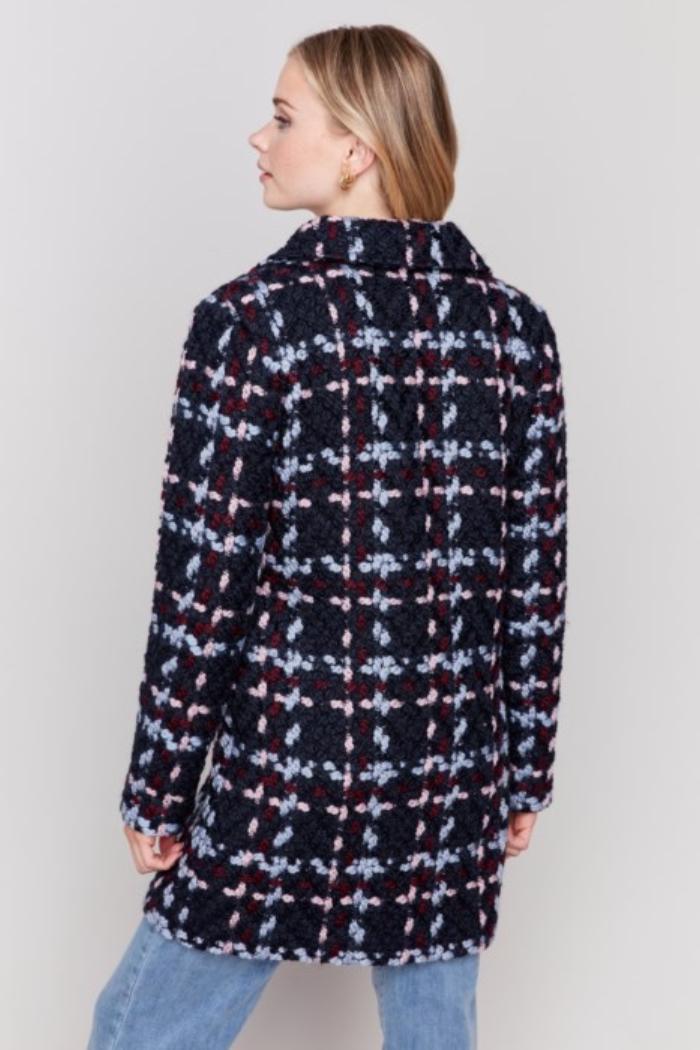 Plaid Bouclé Knit Coat Product Image