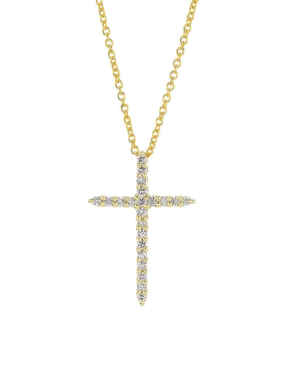 Womens Tiny Treasures 0.1 TCW Diamond & 18K White Gold Cross Pendant Necklace Product Image