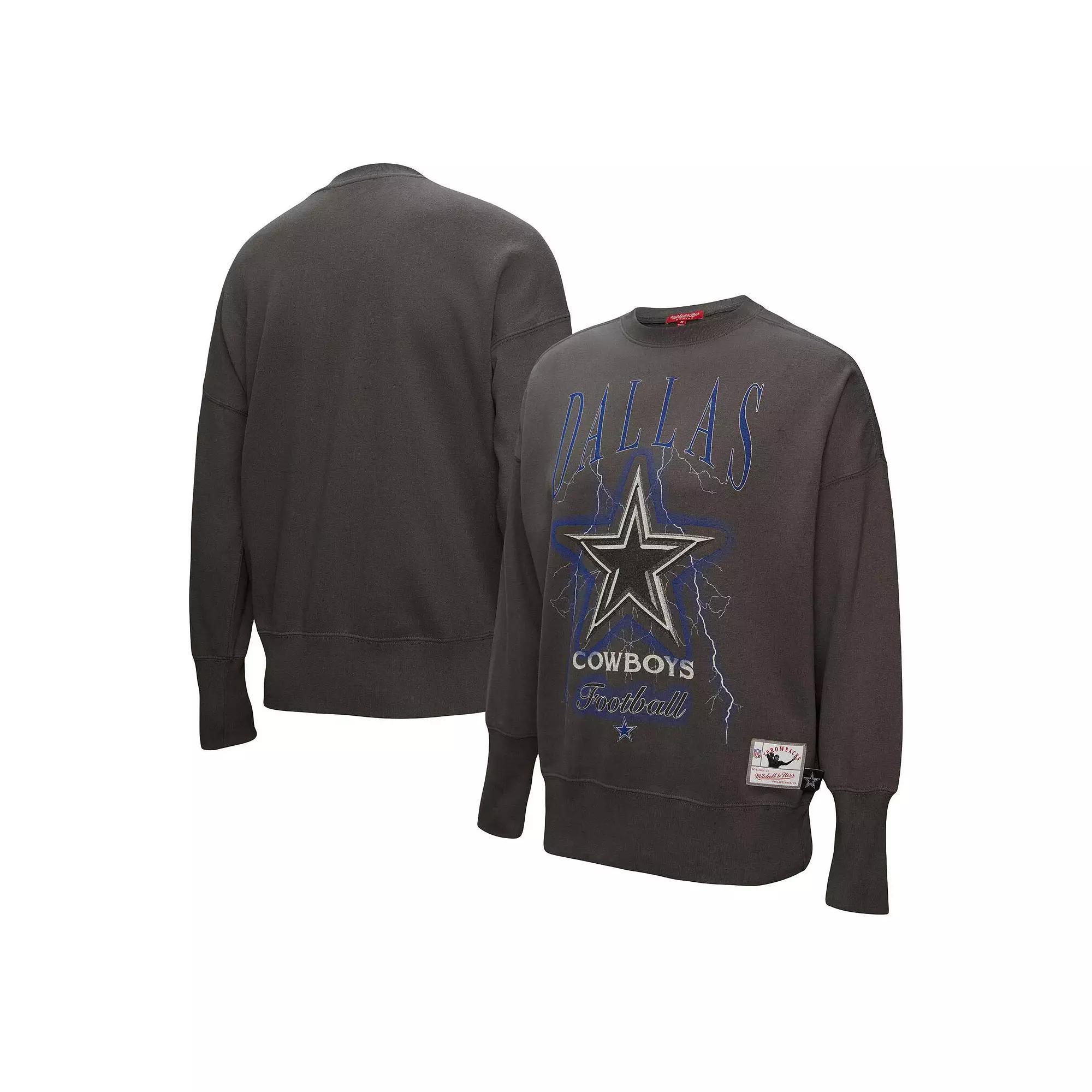 Women's Mitchell & Ness Charcoal Dallas Cowboys Distressed Logo 4.0 Pullover Sweatshirt, Size: XL Product Image