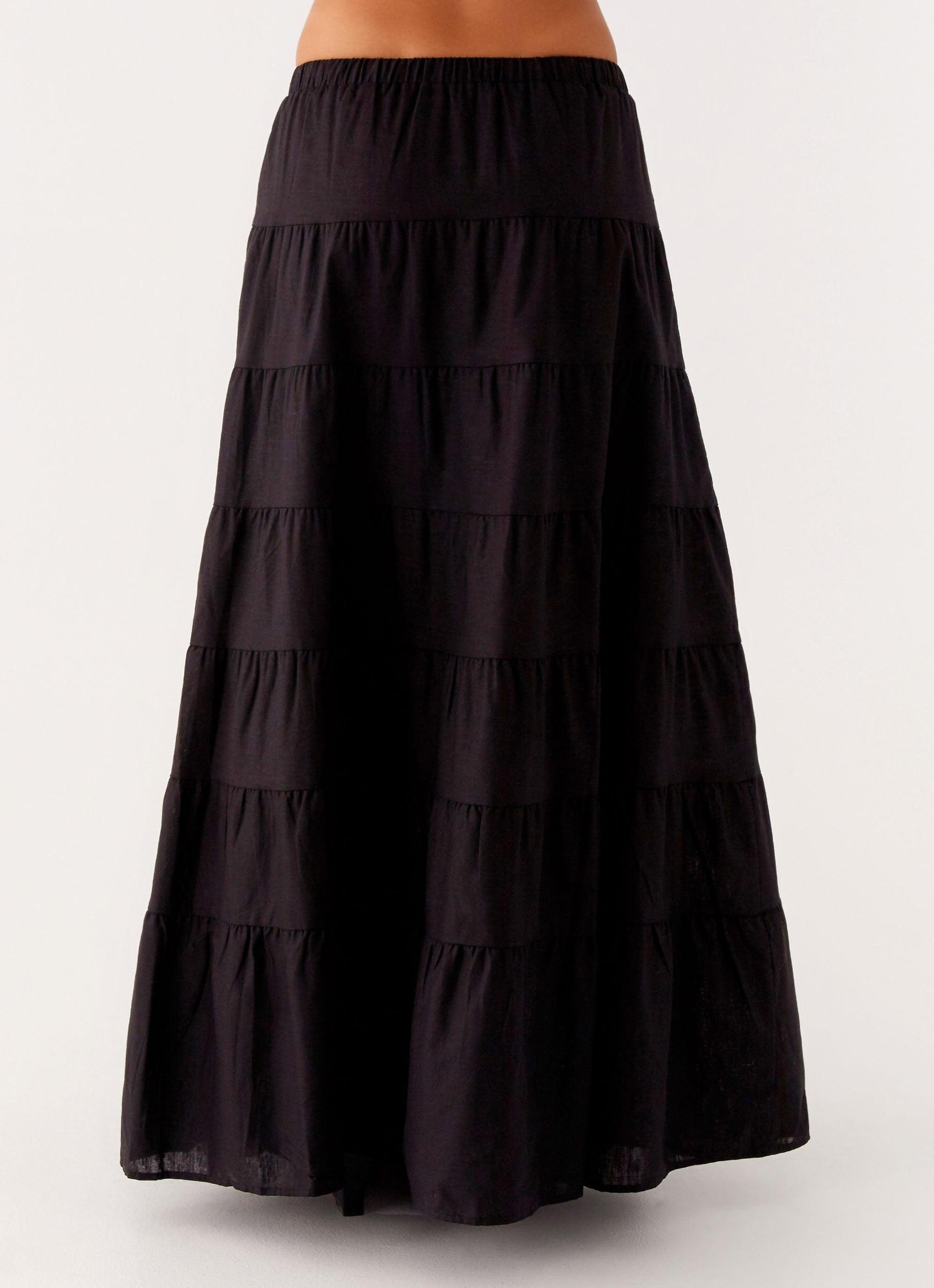 Mariella Linen Maxi Skirt - Black Product Image