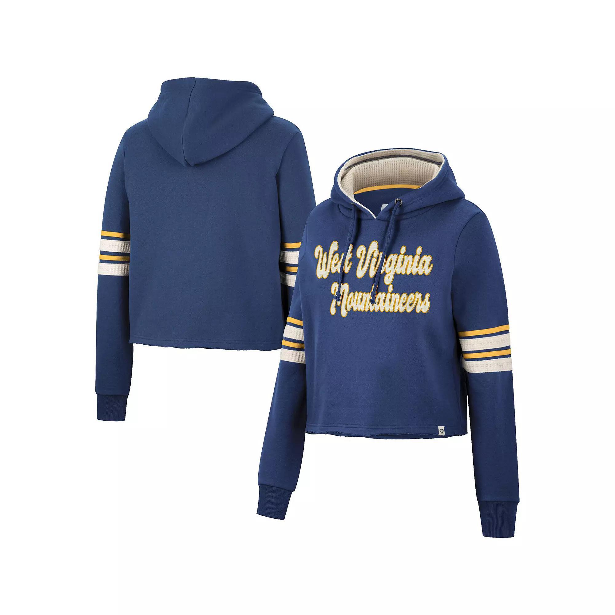 Women's Colosseum Navy West Virginia Mountaineers Retro Cropped Pullover Hoodie, Size: XL, Blue Product Image