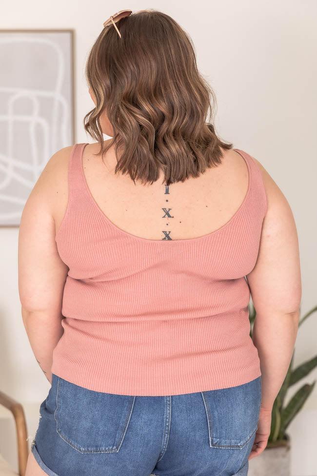 Another Chance Pink Notched V-Neck Sweater Tank FINAL SALE Product Image