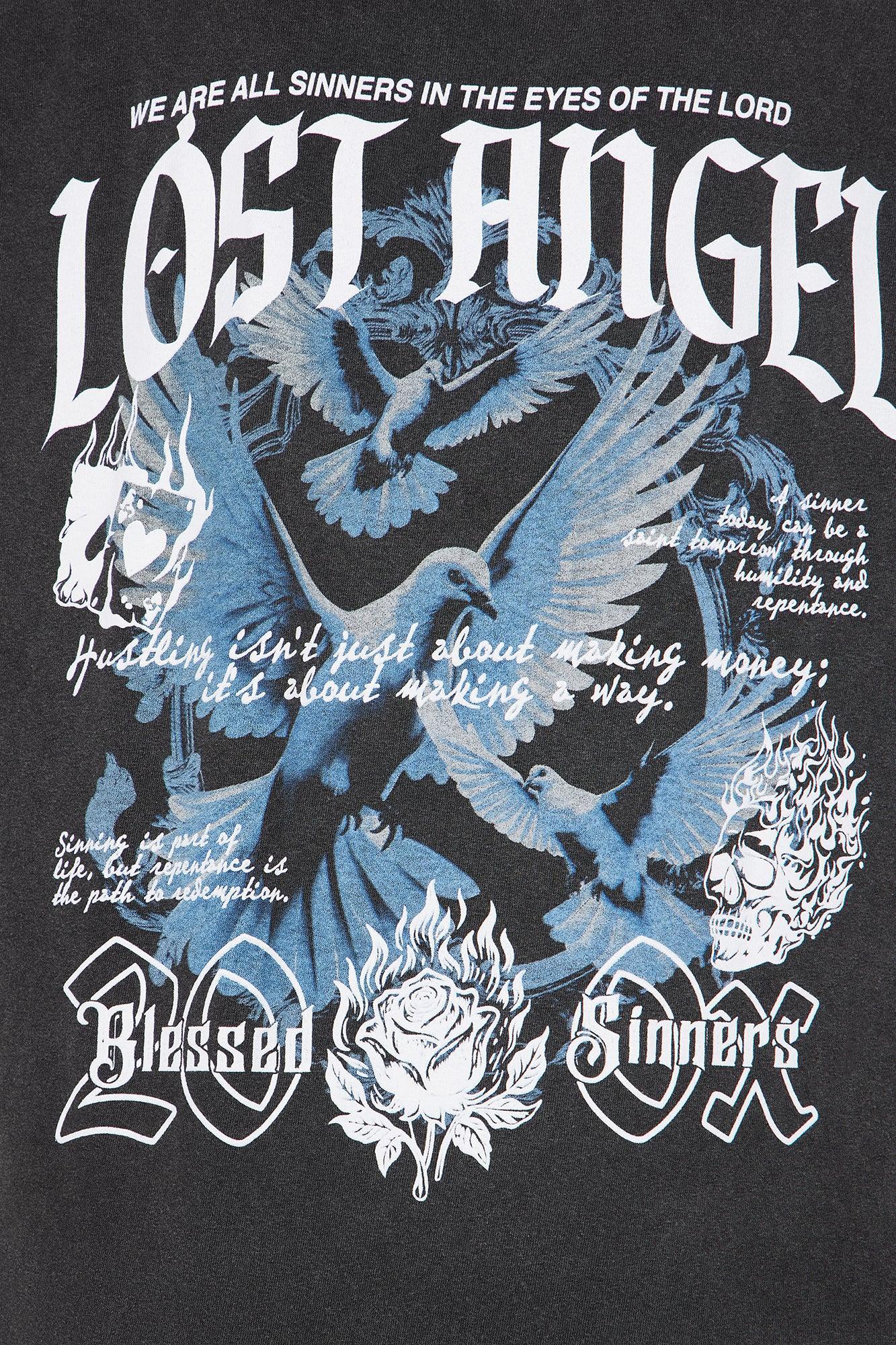 Lost Angel Washed Tee  - Black Wash Product Image