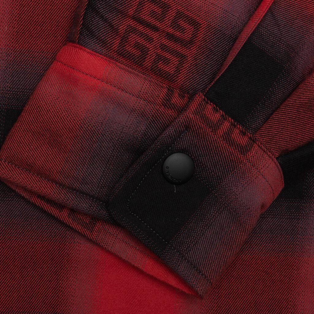 Classic Fit All Over Print L/S Overshirt - Black/Red Male Product Image