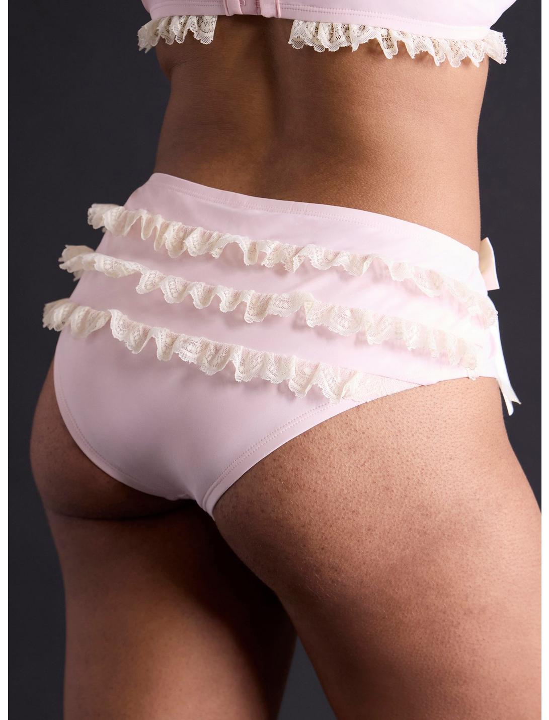 Pink & Cream Ruffle Bow Swim Bottoms Product Image